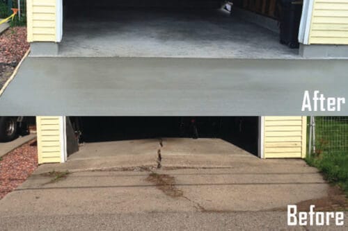 Before and After Garage Floor Frost Heaving