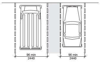 ADA Compliant Parking Spaces should be 96 inches minimum in width.